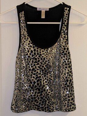 sequined black tank top